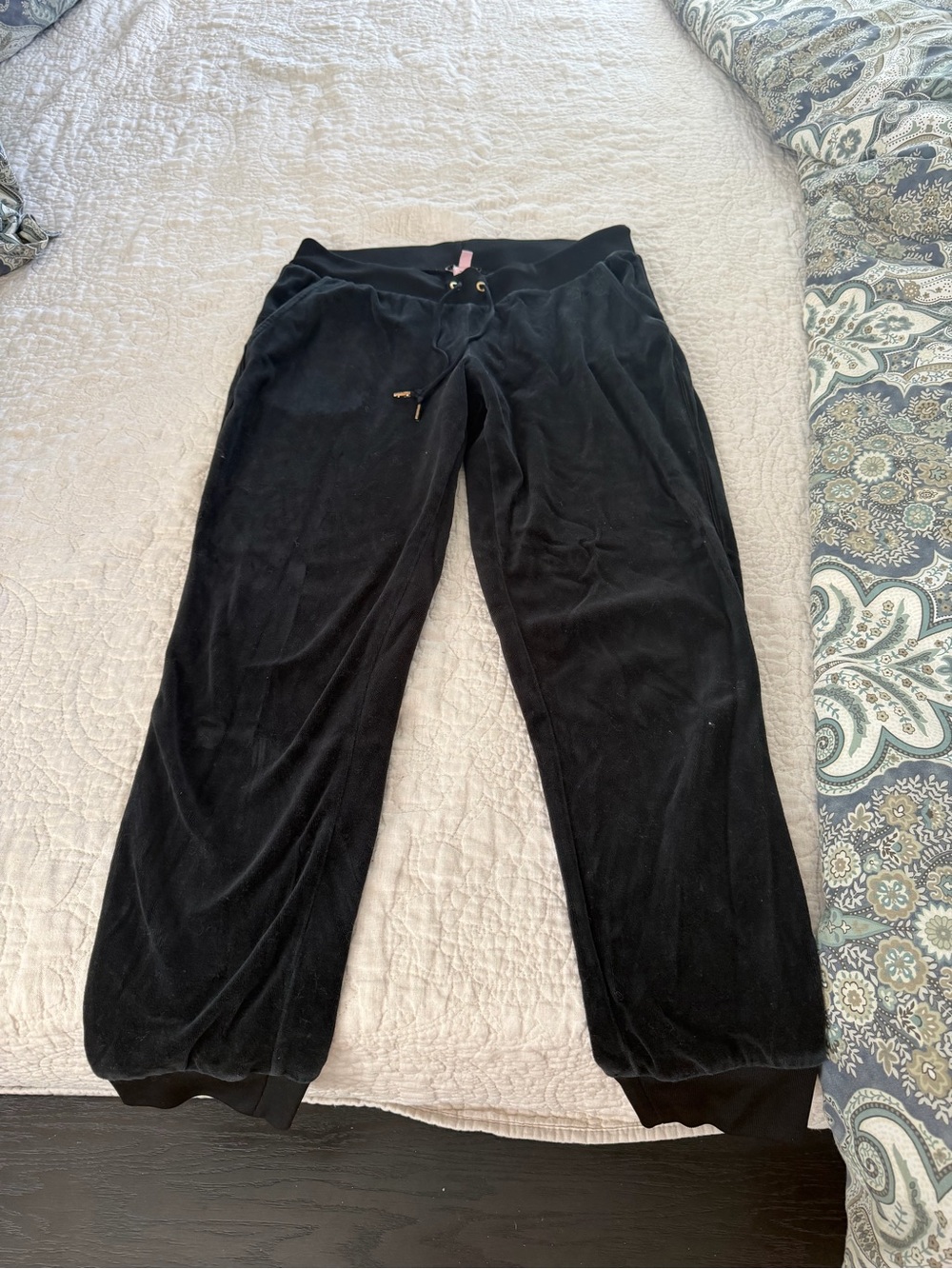 Juicy Couture Black Velour Jogger Pants